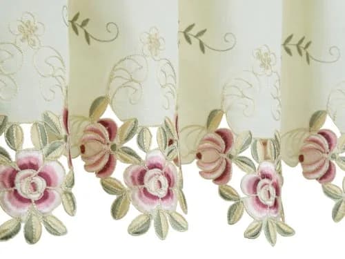 Today's Curtain Verona Reverse Embroidery Tier 60"W x 30"L (152cm x 76cm) | Classic Ecru/Rose Window Tier thumbnail 3