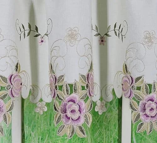 Today's Curtain Verona Reverse Embroidery Valance 156 cm (60"W x 14"L) | Classic Ecru/Rose Window Valance thumbnail 6