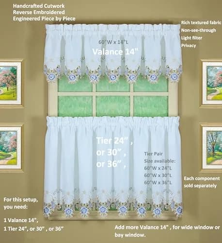 Today's Curtain Verona Reverse Embroidery Valance 36cm (14") | Light-Filtering Window Topper thumbnail 4