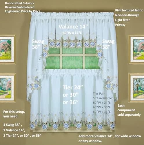 Today's Curtain Verona Reverse Embroidery Valance 36cm (14") | Light-Filtering Window Topper thumbnail 6