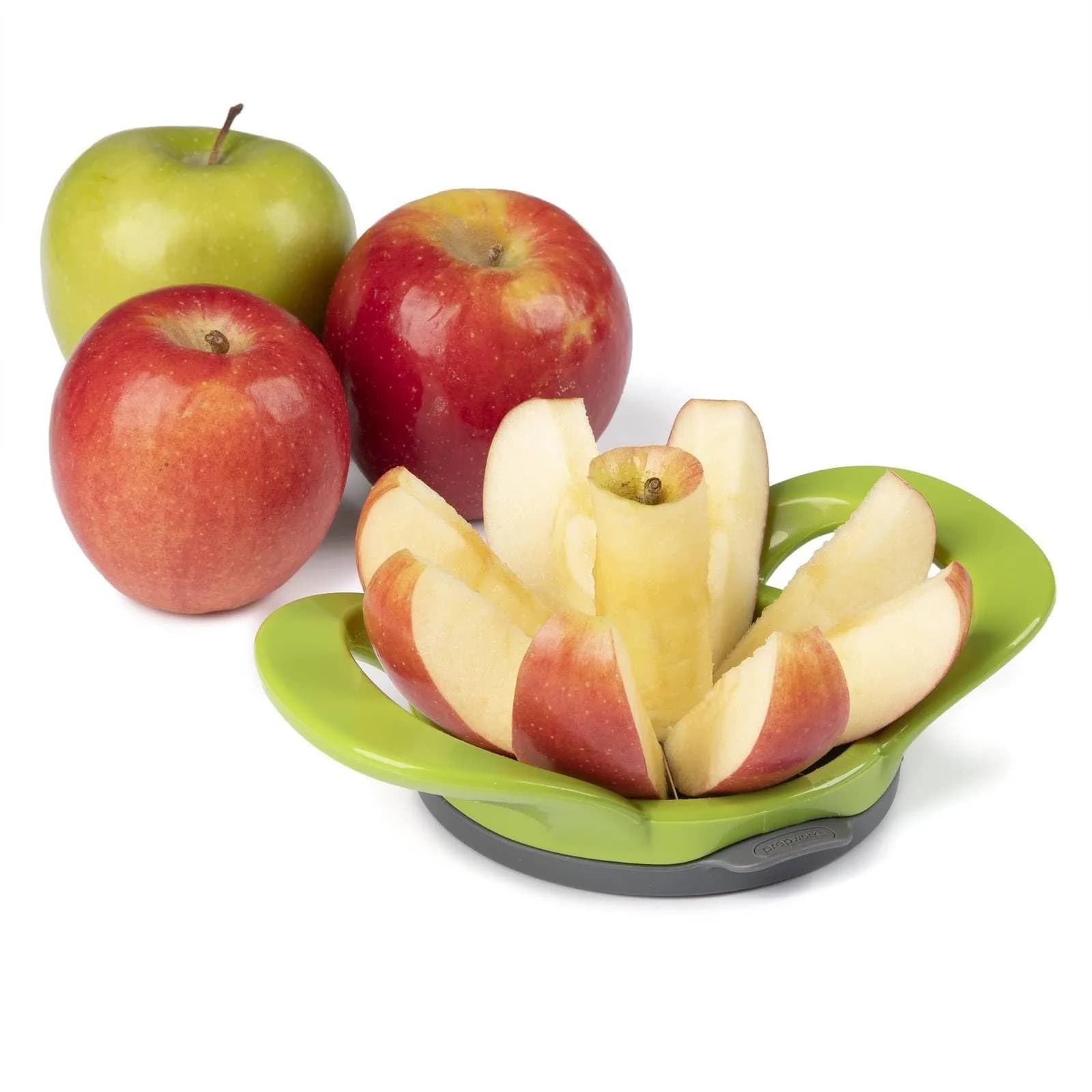 Progressive PrepWorks Apple Slicer and Corer, Red | 16 Thin Apple Slices, Safe & Efficient — Green