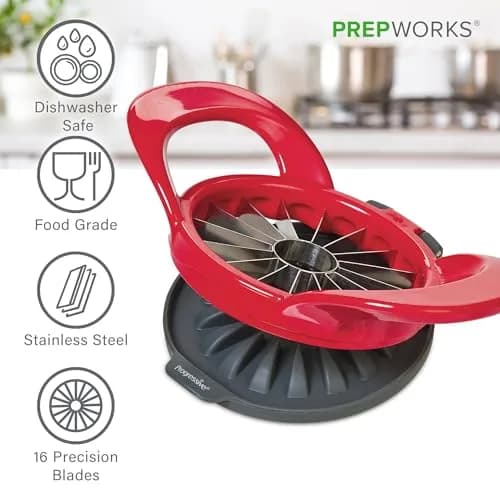 Progressive PrepWorks Apple Slicer and Corer, Red | 16 Thin Apple Slices, Safe & Efficient thumbnail 3