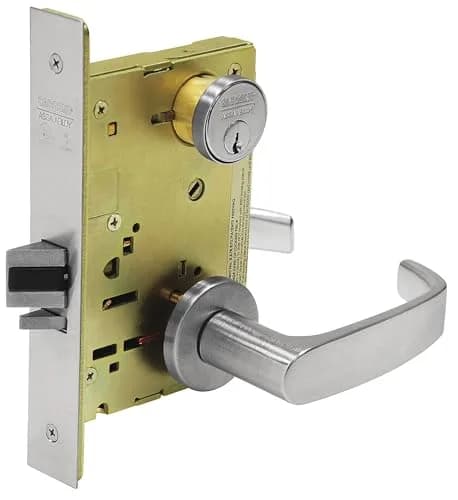 Sargent 8200 Series Satin Chrome Plated Classroom Mortise Lock with L Lever, LN Rose Trim (Pack of 1) | Heavy Duty Security Lock, Easy Install thumbnail 1