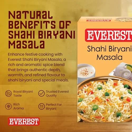 Everest Shahi Biryani Masala 50g (1.75oz) | Authentic Indian Spice Blend for Flavorful Biryani thumbnail 4