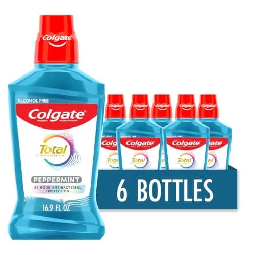 Colgate Total Alcohol Free Mouthwash, Peppermint, 500 mL | 12HR Germ Protection, Fresh Breath, ADA Accepted thumbnail 1