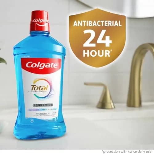 Colgate Total Alcohol Free Mouthwash, Peppermint, 500 mL | 12HR Germ Protection, Fresh Breath, ADA Accepted thumbnail 3