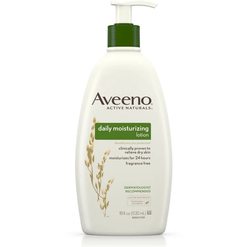 Aveeno Daily Moisturizing Lotion, Fragrance-Free, 54 fl oz (18 oz Pack of 3) | Improves Dry Skin Health in 1 Day — 18 fl. Oz