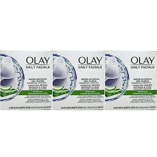 Olay Daily Gentle Clean 5-in-1 Water Activated Cleansing Cloths for Sensitive Skin, 99 Count (3 Packs) | Gentle Daily Cleanser thumbnail 1