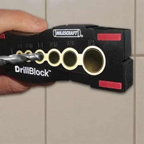 Milescraft Drill Block - Handheld Drilling Guide, Precision Jig, 6 Imperial Sizes, Reinforced Nylon & Metal, for Power Drill (Pack of 1) thumbnail 5