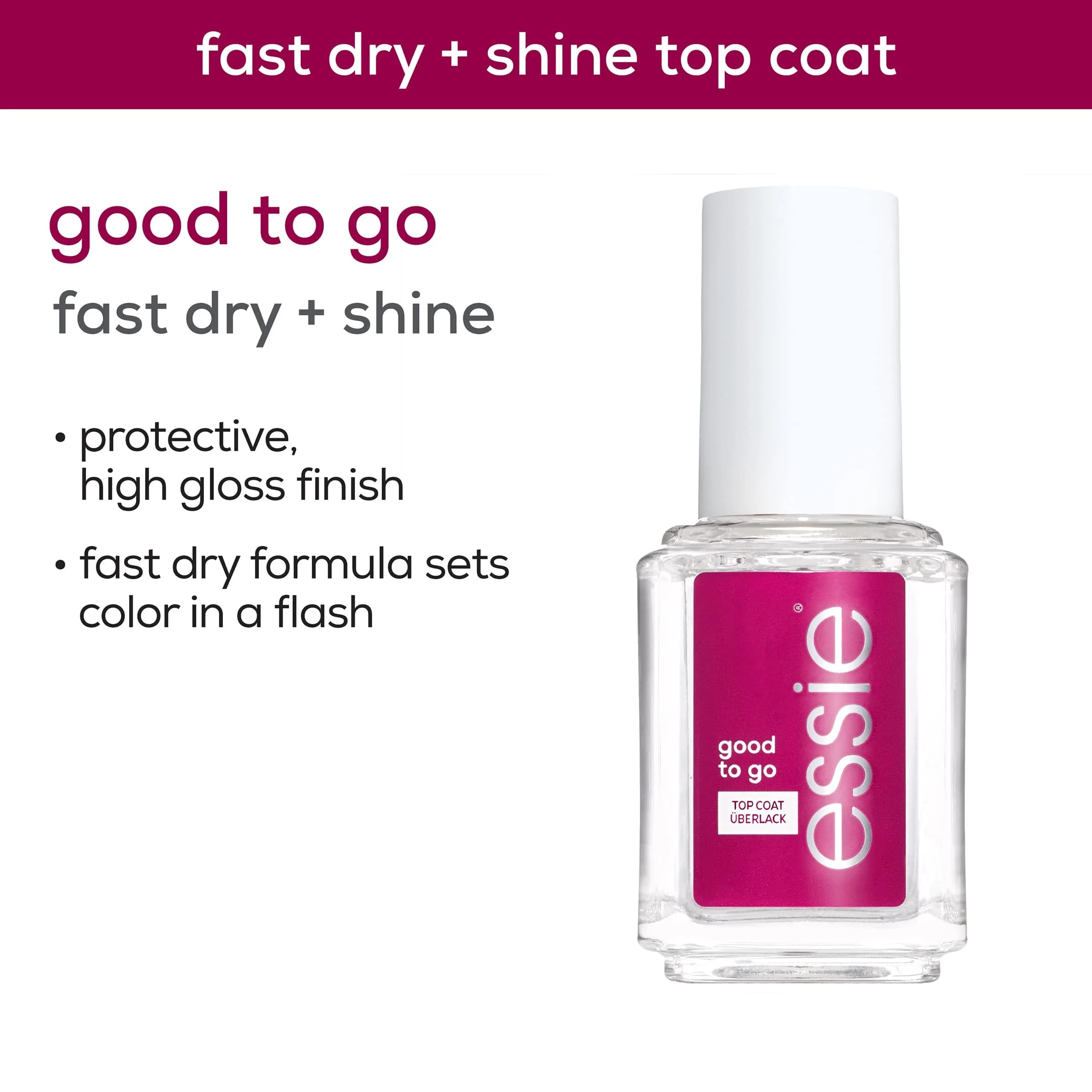 essie Good to Go Top Coat Fast Dry Shine Nail Polish 13ml (0.46 Fl Oz) | Salon-Quality Finish - view 3
