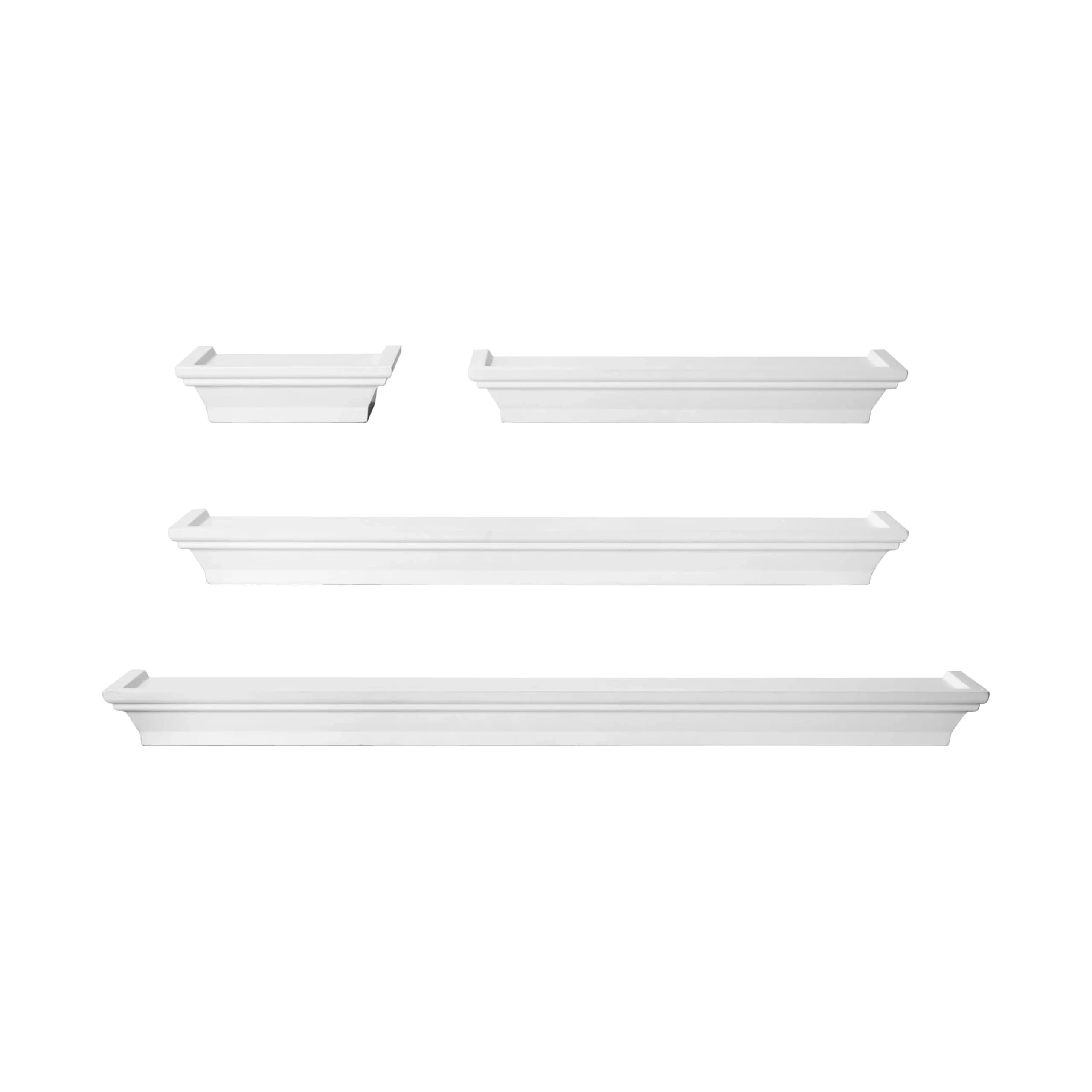 MELANNCO White Floating Wall Shelves Set of 4 | 15.2cm, 30.5cm, 50.8cm, 61cm (6, 12, 20, 24 Inch) | Modern Home Decor Accents - main product image