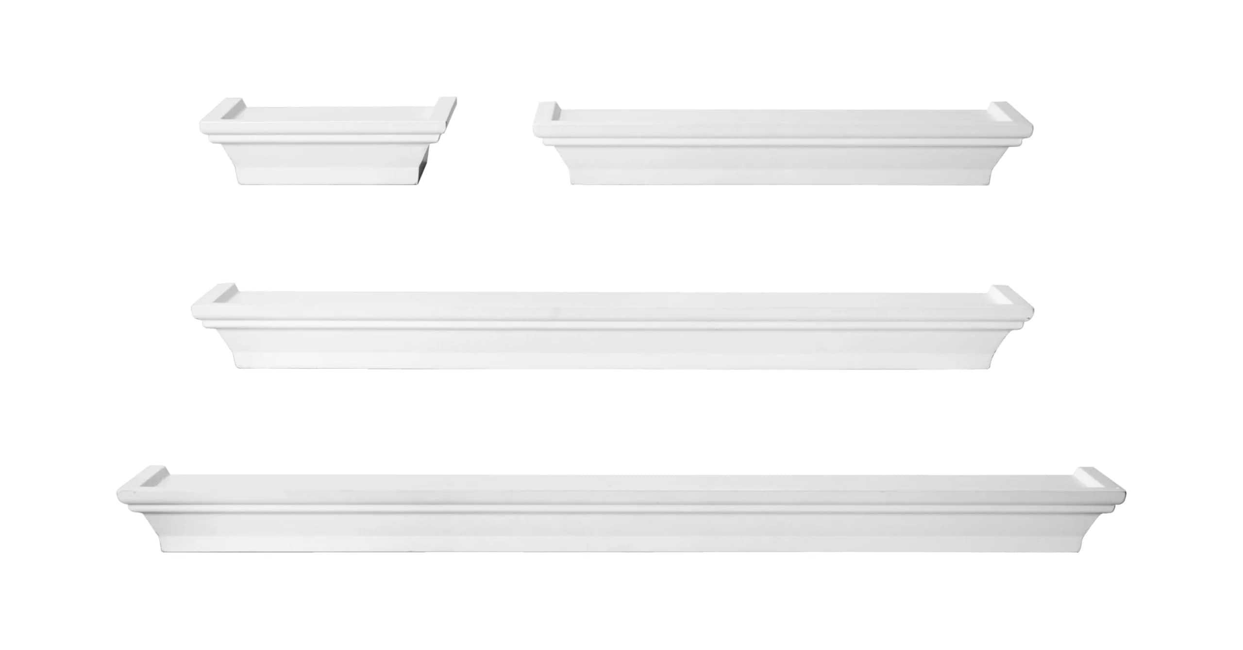 MELANNCO White Floating Wall Shelves Set of 4 | 15.2cm, 30.5cm, 50.8cm, 61cm (6, 12, 20, 24 Inch) | Modern Home Decor Accents - main product image