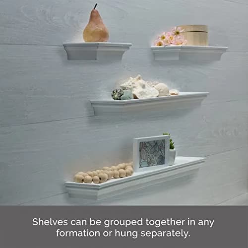 MELANNCO White Floating Wall Shelves Set of 4 | 15.2cm, 30.5cm, 50.8cm, 61cm (6, 12, 20, 24 Inch) | Modern Home Decor Accents thumbnail 4