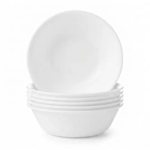 Corelle Vitrelle 6-Piece Winter Frost White Bowl Set 591ml (20-Oz) | Triple Layer Glass, Chip & Break Resistant — White