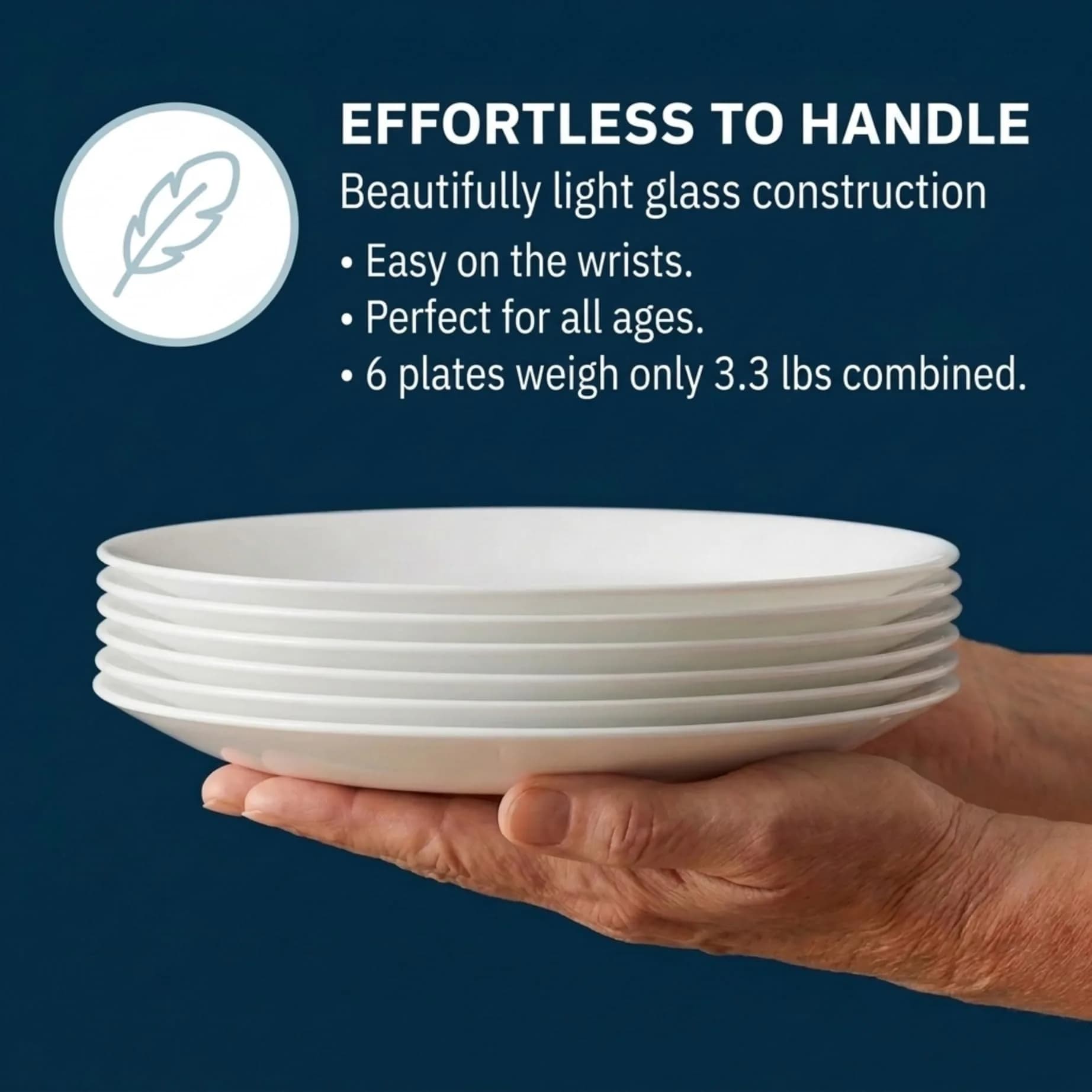 Corelle Winter Frost White Salad Plates Set 21.6cm (8.5-Inch) | Chip & Break Resistant Vitrelle Glass - view 5