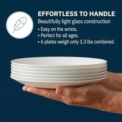 Corelle Winter Frost White Salad Plates Set 21.6cm (8.5-Inch) | Chip & Break Resistant Vitrelle Glass thumbnail 5