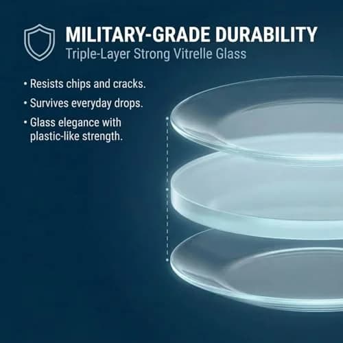 Corelle Winter Frost White Salad Plates Set 21.6cm (8.5-Inch) | Chip & Break Resistant Vitrelle Glass thumbnail 7