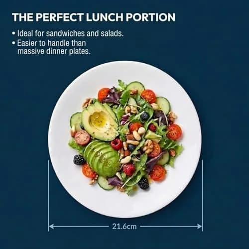 Corelle Winter Frost White Salad Plates Set 21.6cm (8.5-Inch) | Chip & Break Resistant Vitrelle Glass thumbnail 8