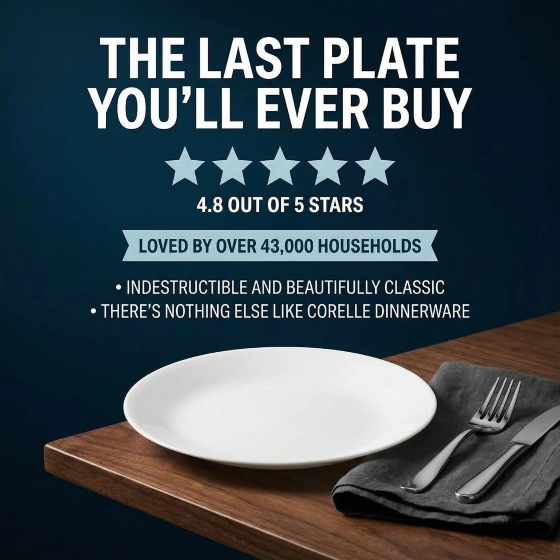 Corelle Winter Frost White Salad Plates Set 21.6cm (8.5-Inch) | Chip & Break Resistant Vitrelle Glass - view 3