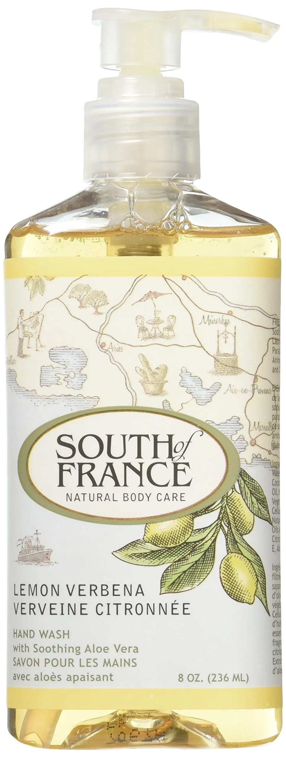 South Of France Liquid Soap, Lemon Verbena, 8 Fluid Ounce | Natural Hand Wash for All Skin Types — 8 Ounce