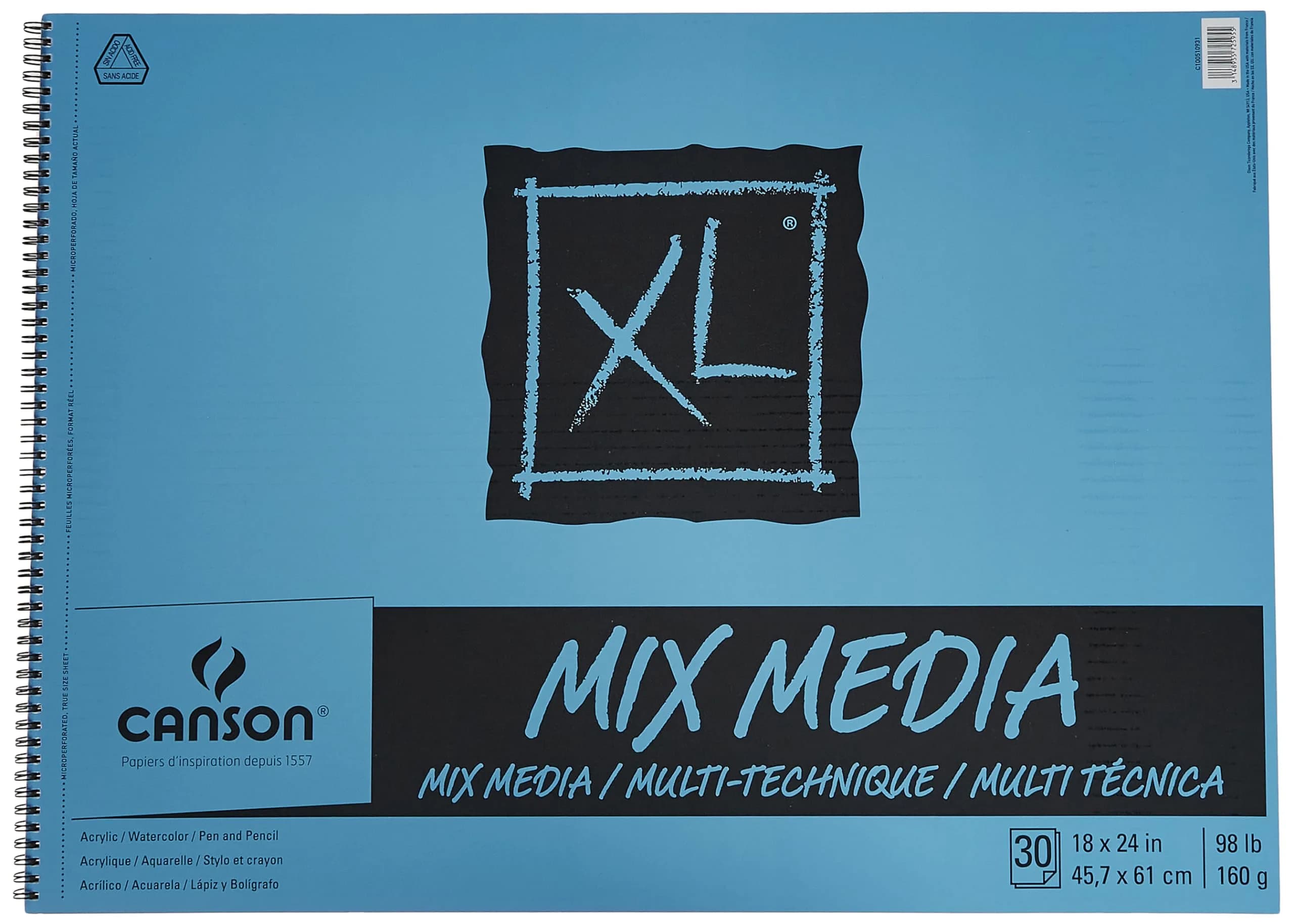 Canson XL Mix Media Pad 45.72 x 62.23 cm (18 x 24 inches) | Acid-Free Paper for All Media - main product image