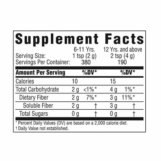 Benefiber Sugar Free Fiber Supplement Powder 722g (25.5 oz) | 190 Servings, Unflavored, Gluten-Free - view 4