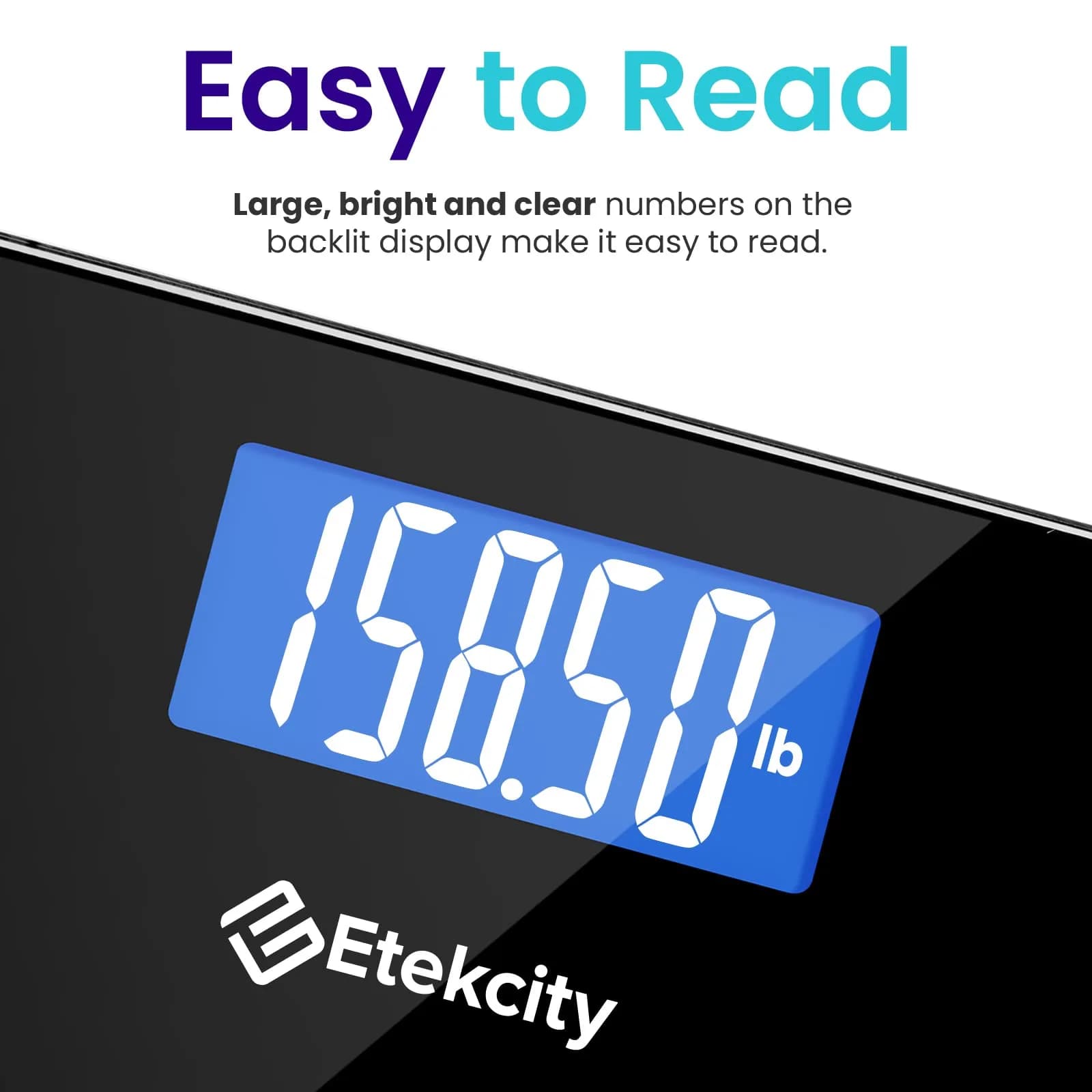 Etekcity Digital Bathroom Scale - Black, 11.8 x 11.8 Inch | Accurate High Precision Measurements with Backlight Display - view 3