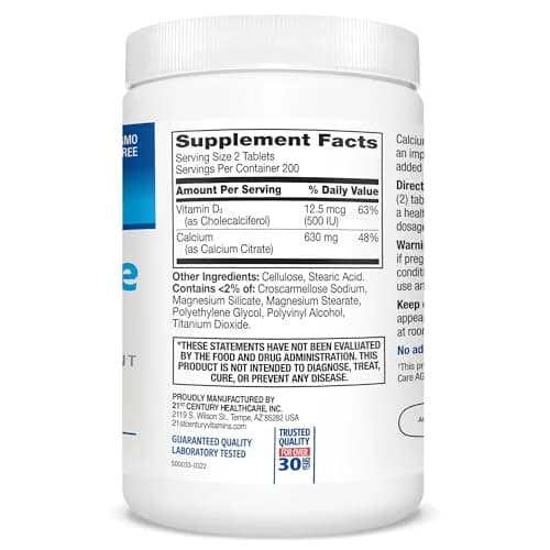 21st Century Calcium Citrate Plus D3 Maximum Tablets 630 mg (400 Count) | Bone Health Support with Vitamin D3 thumbnail 2