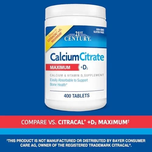 21st Century Calcium Citrate Plus D3 Maximum Tablets 630 mg (400 Count) | Bone Health Support with Vitamin D3 thumbnail 3