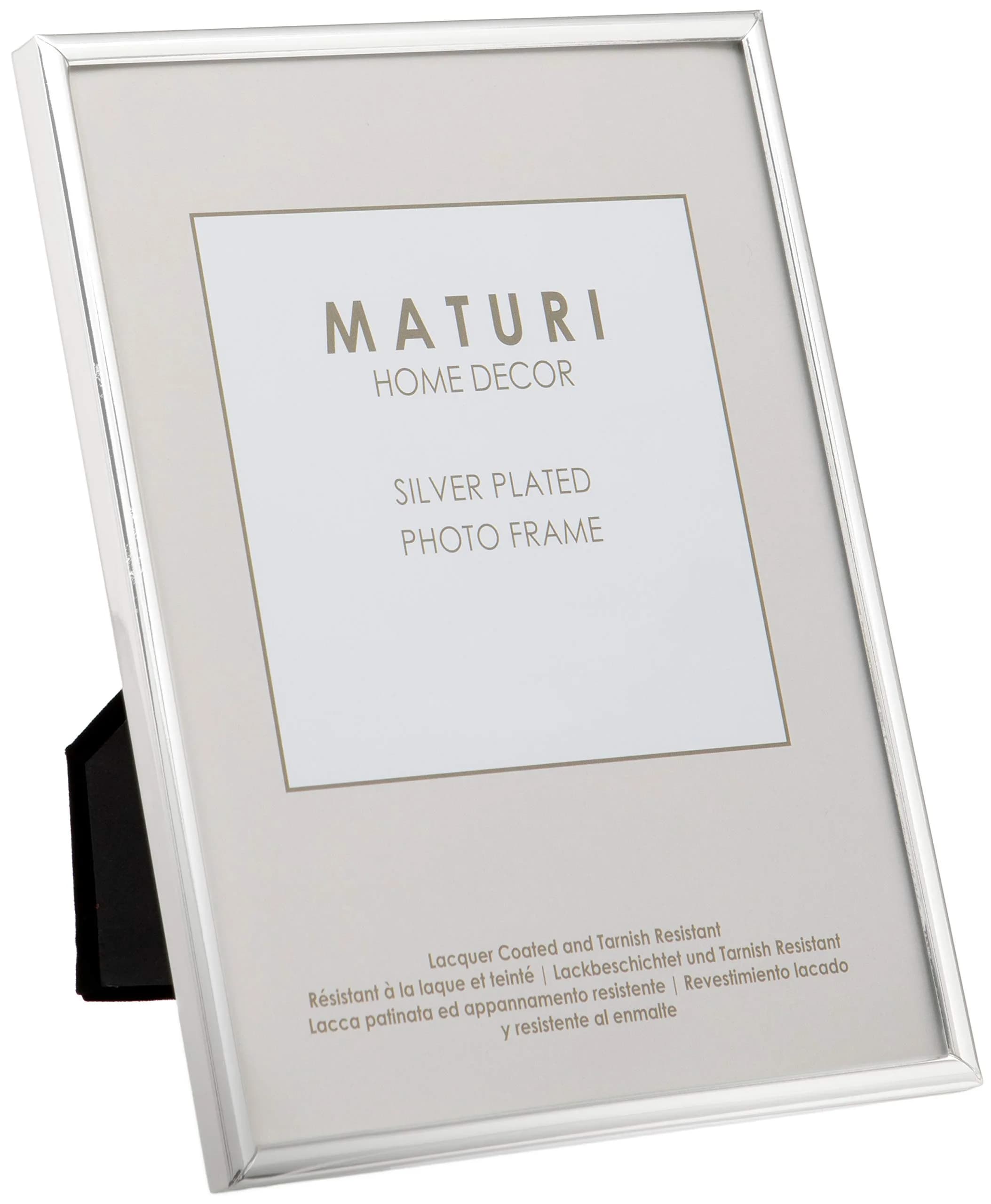 Maturi Silver Plated Photo Frame - Thin Edge, A4 / 8 x 12-inches (20 x 30cm) | Mirror-Polished Silver Frame for Memories — 6x8