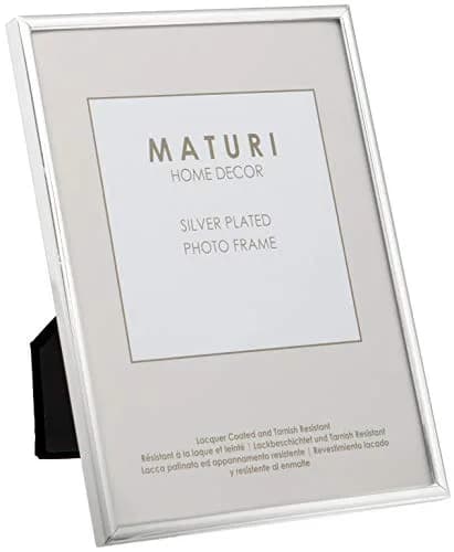Maturi Silver Plated Photo Frame - Thin Edge, 6 x 8-inch (15 x 20cm) | Mirror-Polished Silver Frame for Memories thumbnail 1