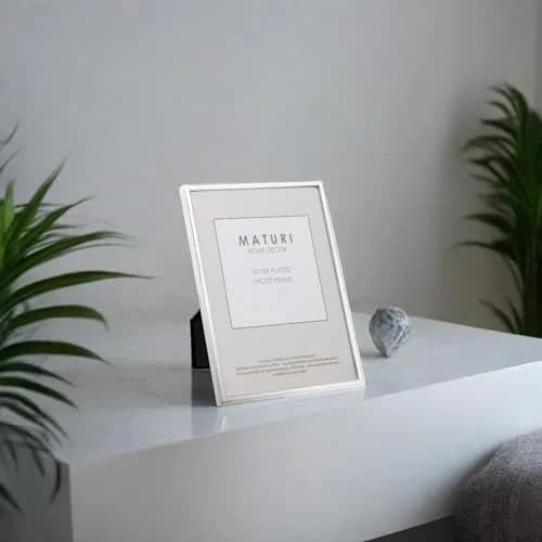 Maturi Silver Plated Photo Frame - Thin Edge, 6 x 8-inch (15 x 20cm) | Mirror-Polished Silver Frame for Memories thumbnail 3