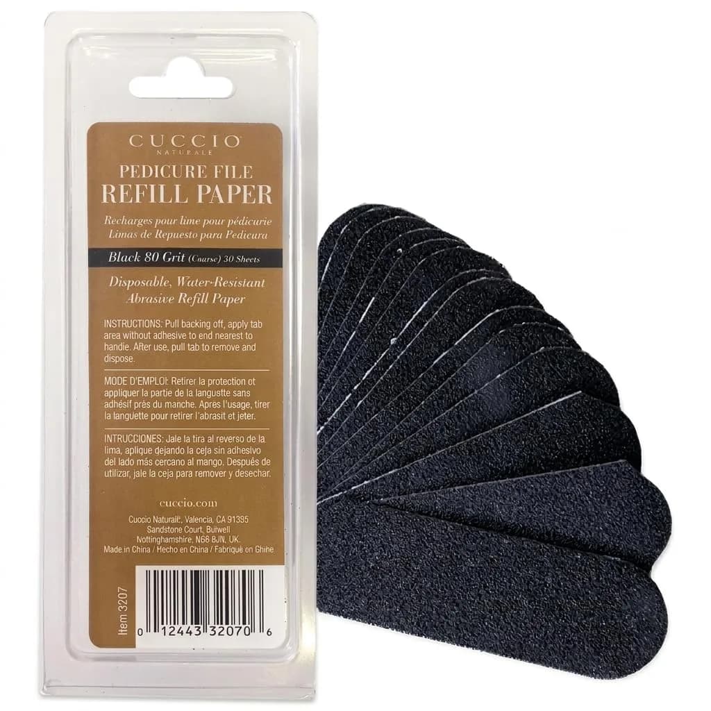 Cuccio Naturale 50-Count Black 80-Grit Pedicure File Refills | Coarse, Water-Resistant, Disposable Sheets for Foot Care — Black