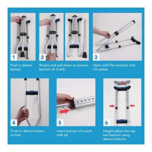 Carex Folding Aluminum Under Arm Crutches with Padded Cushions | Universal Fit 4'11"-6'1" thumbnail 4