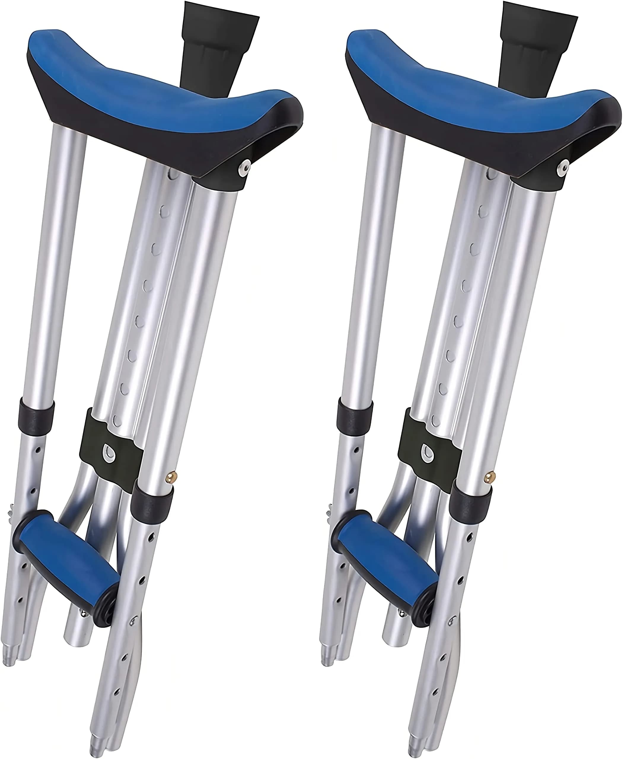 Carex Folding Aluminum Under Arm Crutches with Padded Cushions | Universal Fit 4'11"-6'1" — Blue