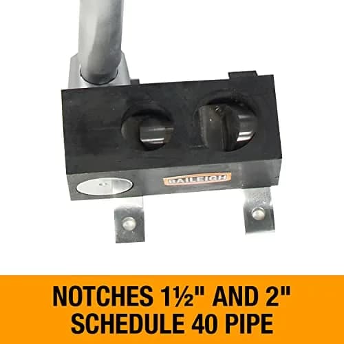 Baileigh Manual Pipe Notcher (TN-200M) | Notches 1.5" & 2" Schedule 40 Pipe, 90° | Heavy-Duty Steel & Chromium Blades thumbnail 2