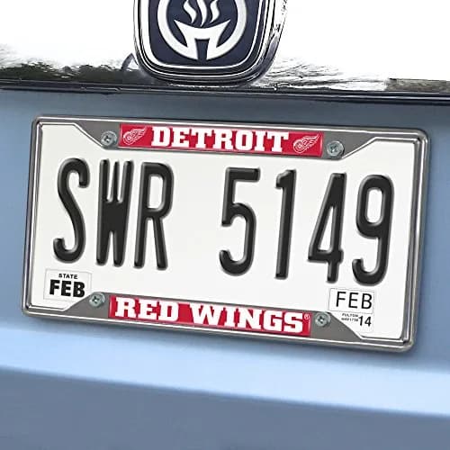 FANMATS NHL Detriot Red Wings License Plate Frame | Chrome Metal, 12.25" x 6.25" | Official NHL Team Logo thumbnail 1