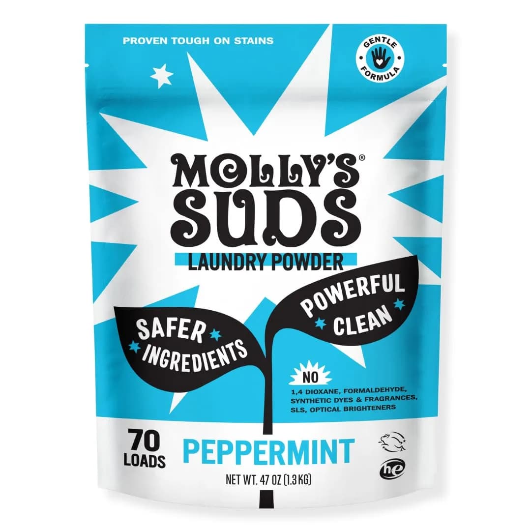 Molly's Suds Original Laundry Detergent Powder (47 oz / 1.32 kg) | Gentle, 70 Loads, Peppermint Scent