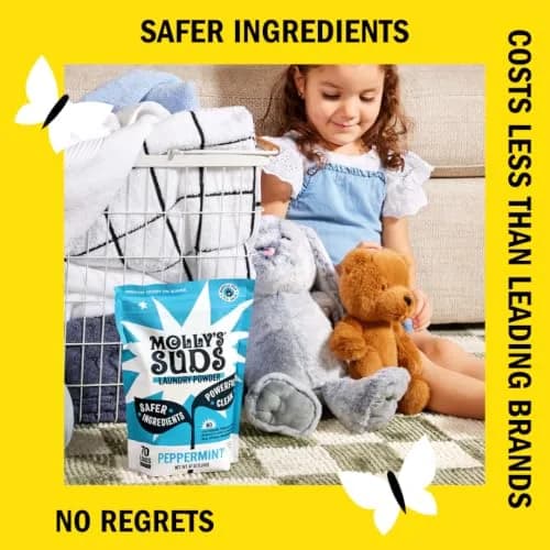 Molly's Suds Original Laundry Detergent Powder (47 oz / 1.32 kg) | Gentle, 70 Loads, Peppermint Scent thumbnail 3