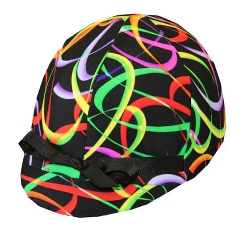 Helmet Covers Etc. Equestrian Riding Helmet Cover - Neon Ribbons HC | One Size, Multi-Color Lycra-Spandex, Machine Washable