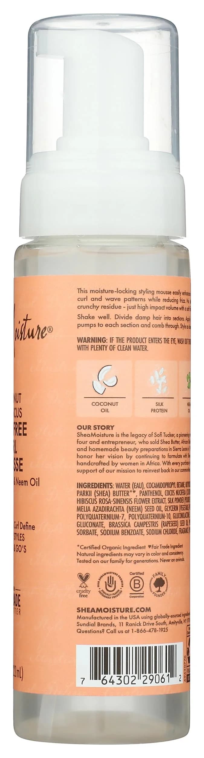 Shea Moisture Coconut & Hibiscus Curl Mousse 222ml (7.5 Fl Oz) | Enhances Curl Memory & Controls Frizz - view 5
