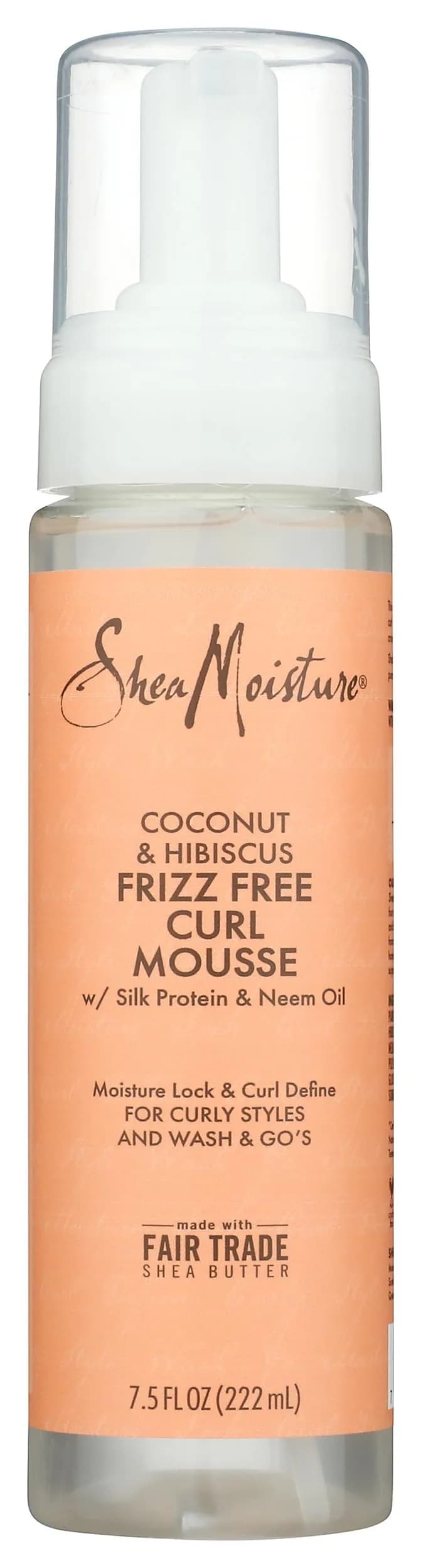 Shea Moisture Coconut & Hibiscus Curl Mousse 222ml (7.5 Fl Oz) | Enhances Curl Memory & Controls Frizz - main product image