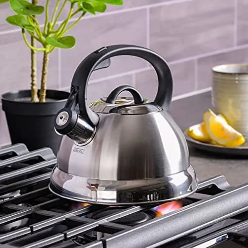 Mr. Coffee Flintshire 1.75-Quart Stainless Steel Whistling Tea Kettle – Brushed Satin Finish Stove-Top Kettle for Boiling Water thumbnail 2