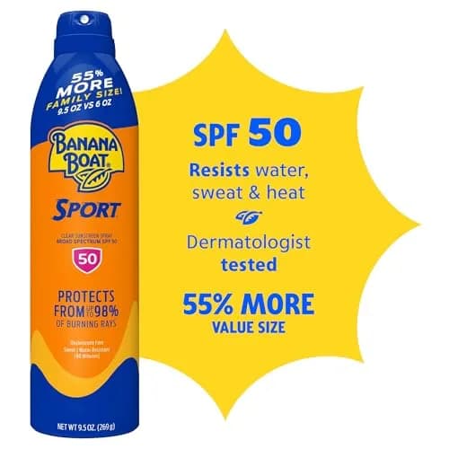 Banana Boat Sport SPF 50 Sunscreen Spray, 266 g (9.5 oz) | Sweat & Water Resistant, Broad Spectrum UVA/UVB thumbnail 2