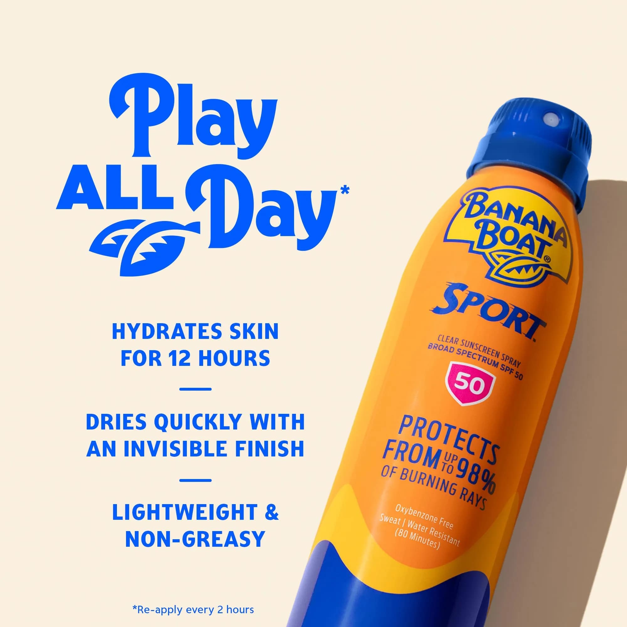 Banana Boat Sport SPF 50 Sunscreen Spray, 266 g (9.5 oz) | Sweat & Water Resistant, Broad Spectrum UVA/UVB - view 4