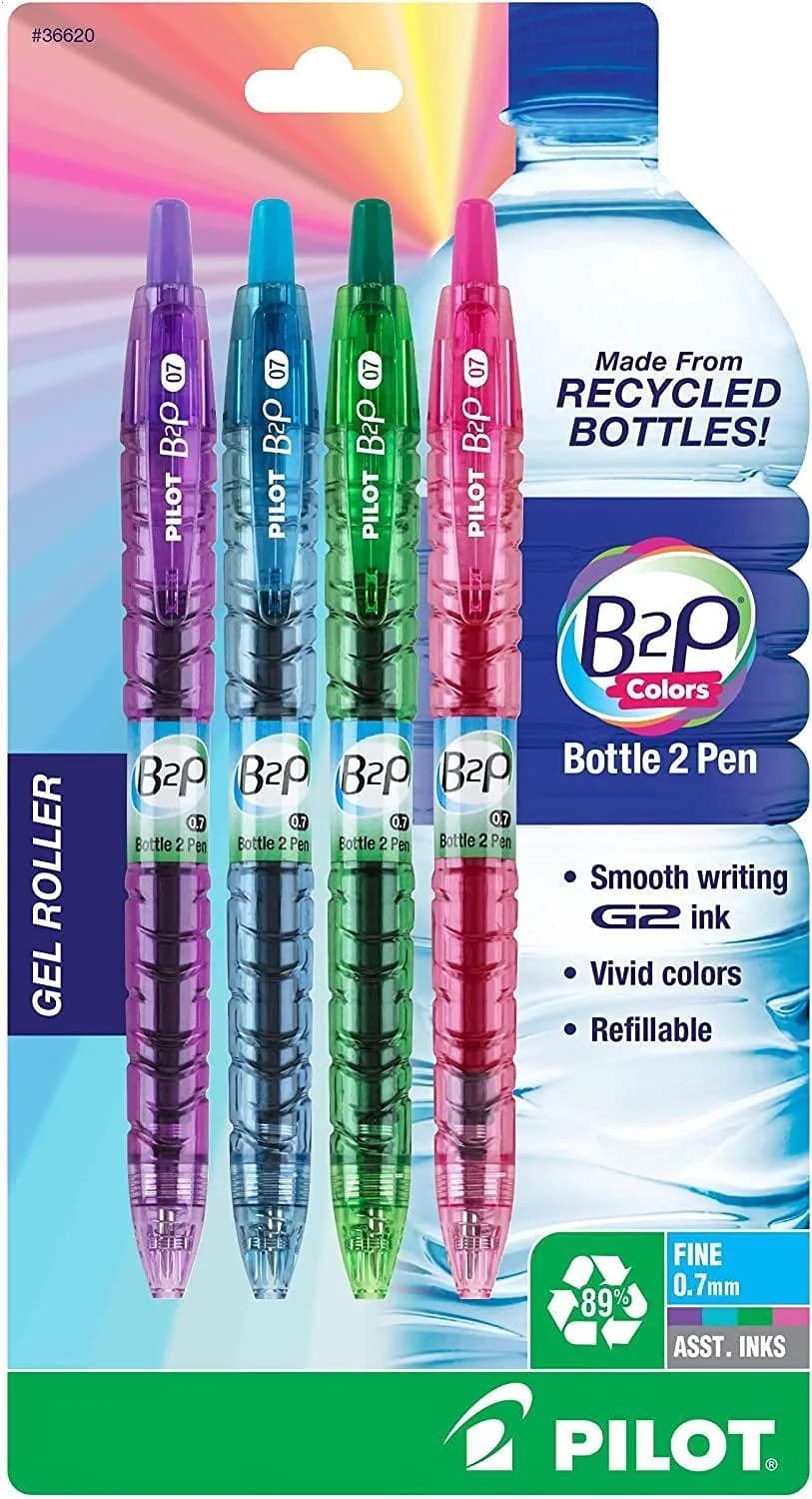 Pilot B2P Colors Gel Pen, Fine Point 0.7mm Assorted Colors | Eco-Friendly Recycled Plastic — Assorted