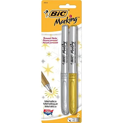 BIC Intensity Permanent Metallic Marker, Fine Tip, Gold & Silver | Water-Based, Durable & Vibrant (70-120 chars) thumbnail 1