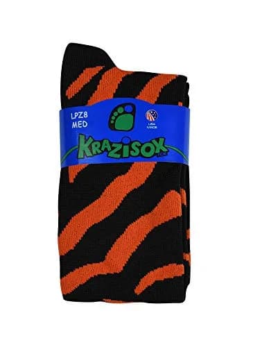 TCK Sports Krazisox Zebra Stripe Socks (Black/Orange, Medium) | Athletic Knee-High Socks for Sports & Activewear thumbnail 2
