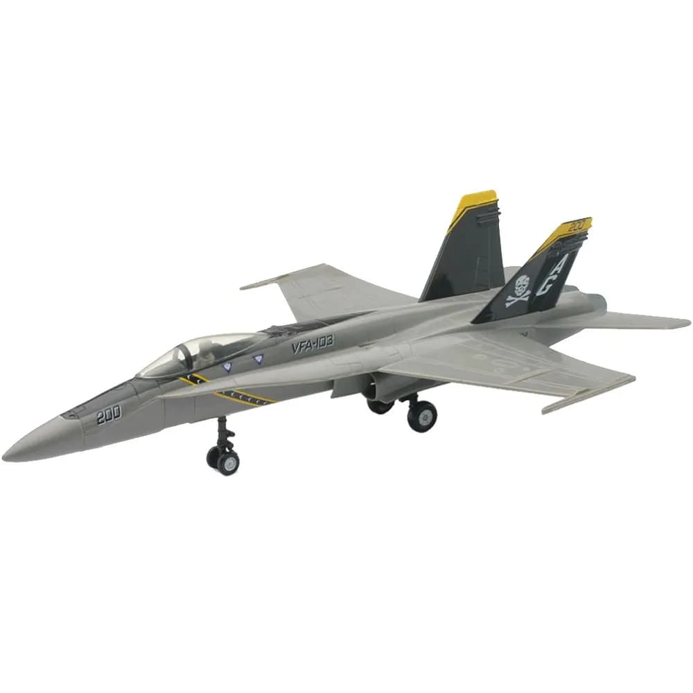 NewRay F-18 Gray Hornet Model Kit Skull and Crossbones Logo 1:72 Scale | Kids Hobby Aircraft
