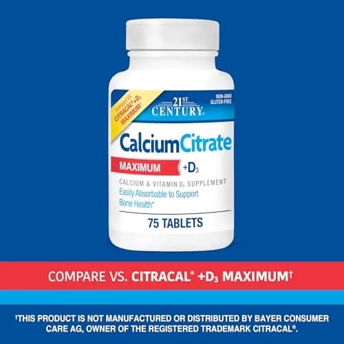 21st Century Calcium Citrate Plus D Maximum Caplets, 75 Count | Bone Health Support with Vitamin D3 thumbnail 4